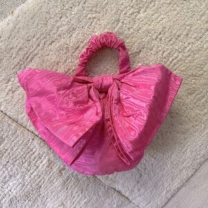 Loeffler Randall Silk Moire Hot Pink Evening Bow Bag Small Clutch Sierra Ruby